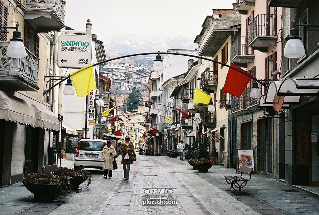 A shopping street in the centre of Aosta