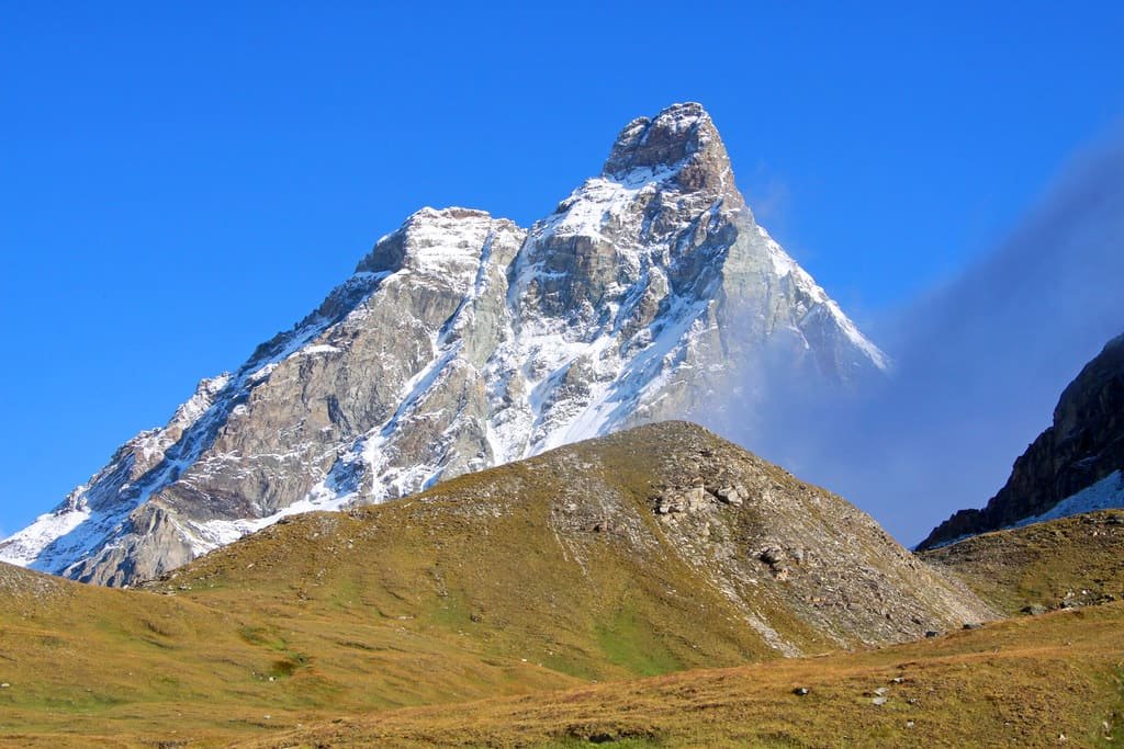 The Matterhorn above summer pasture near Breuil-Cervinia