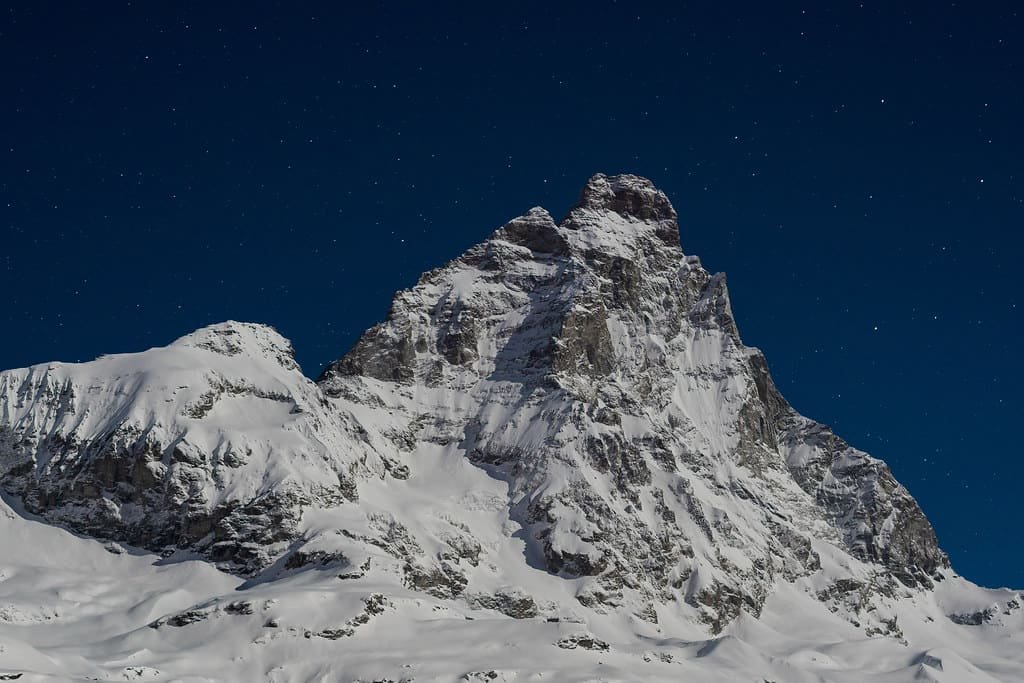 The Italian face of the Cervino under fresh snow