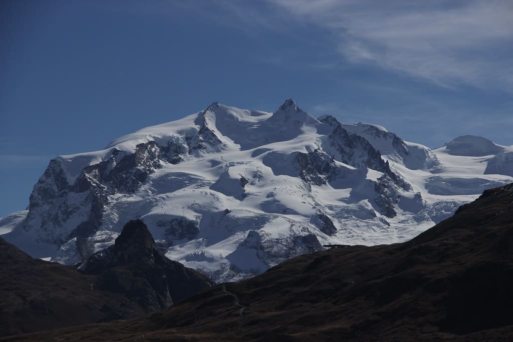The glaciated wall of the Monte Rosa massif